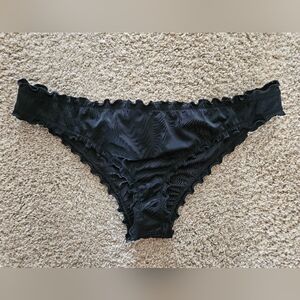 EUC Shade & Shore Black Ruffle-Trim Bikini Bottoms